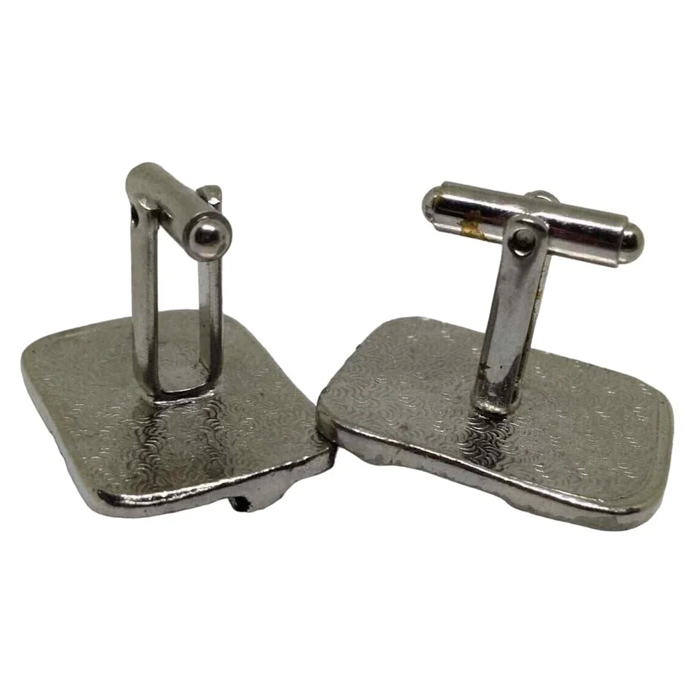 Large Black Enamel Cufflinks Silver Tone Dancing Couple Novelty Mens Deco Dance